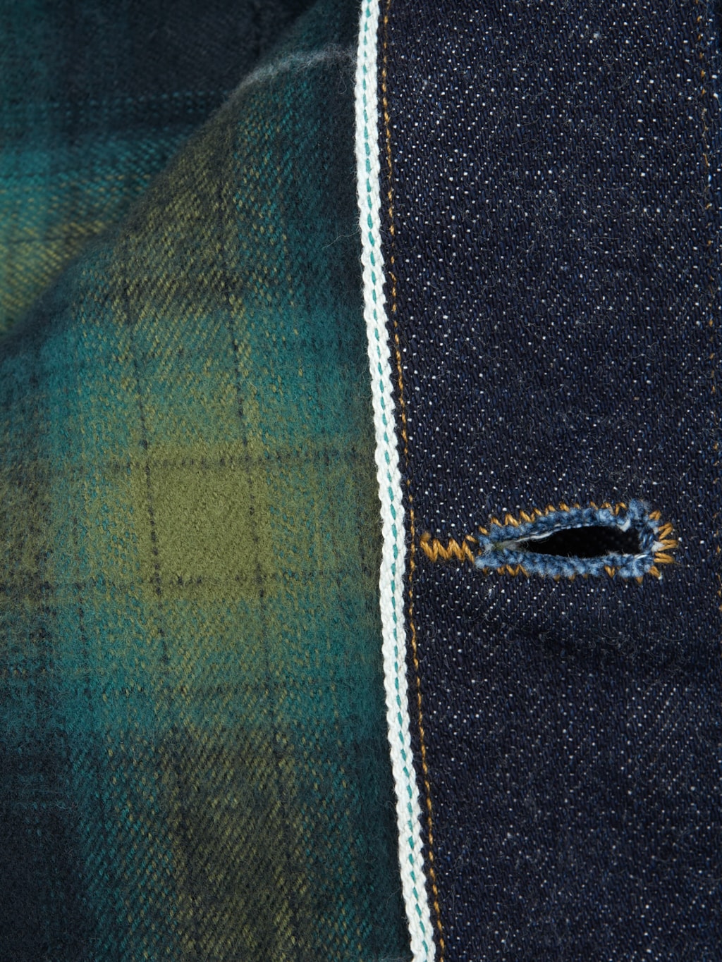 stevenson overall stockman cowboy indigo denim jacket closeup