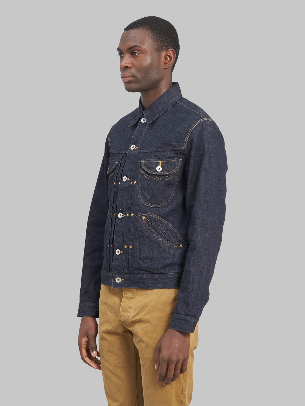 stevenson overall stockman cowboy indigo denim jacket front side fit