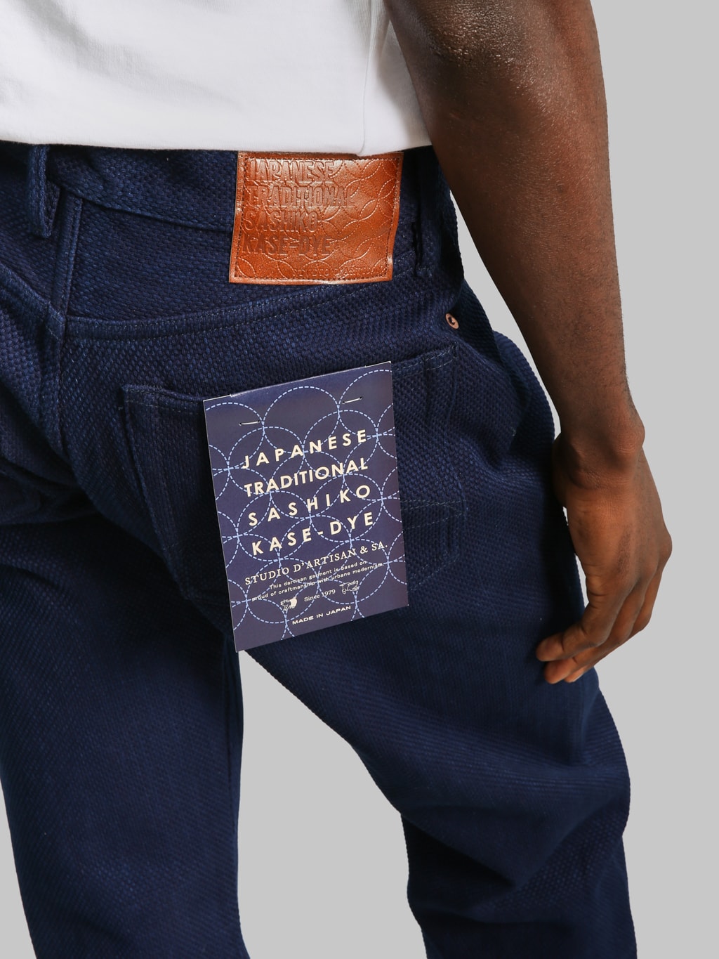 Studio DArtisan 1907 14oz Sashiko Regular Straight Jeans back pocket