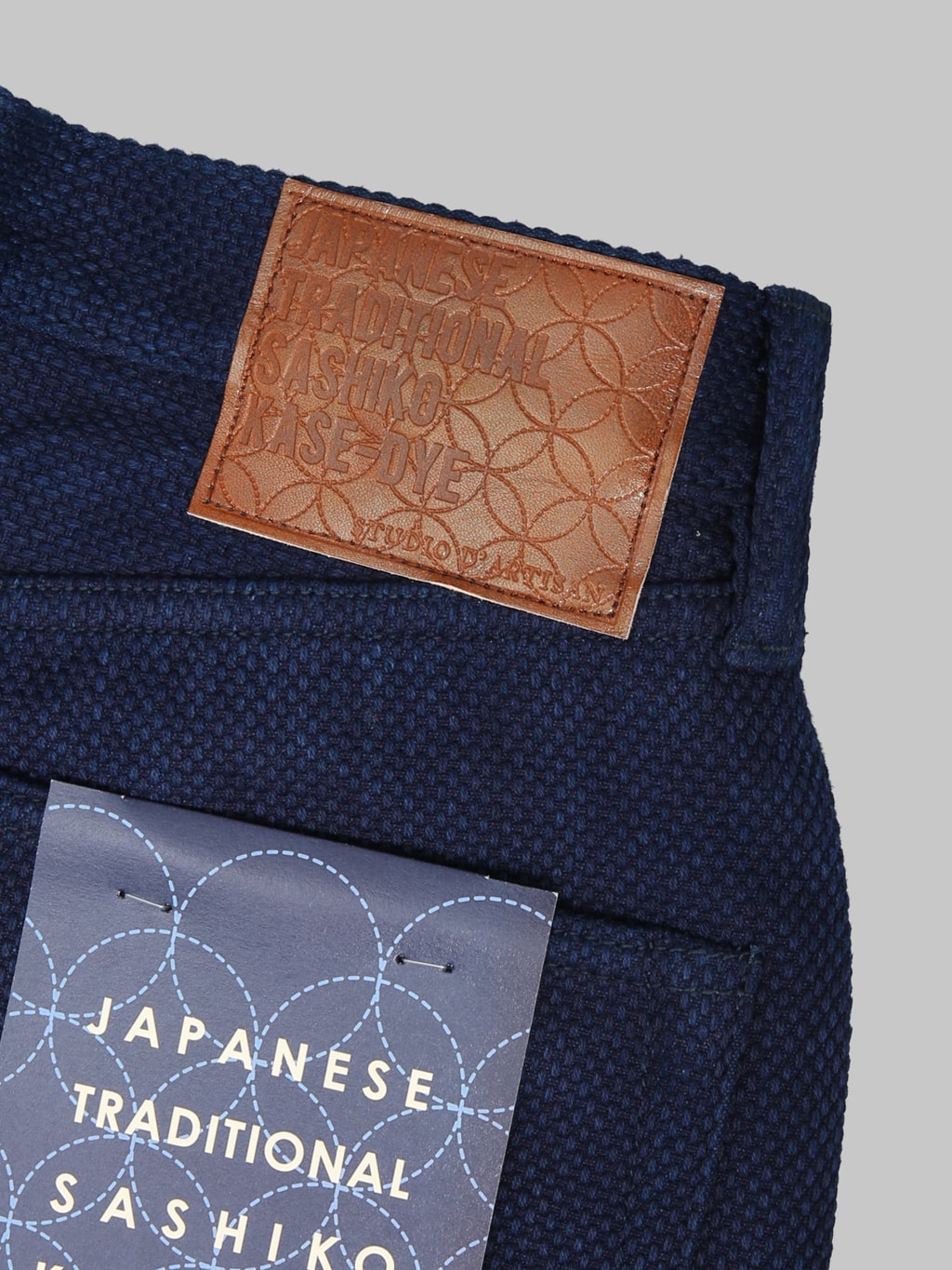 Studio DArtisan 1907 14oz Sashiko Regular Straight Jeans leather patch