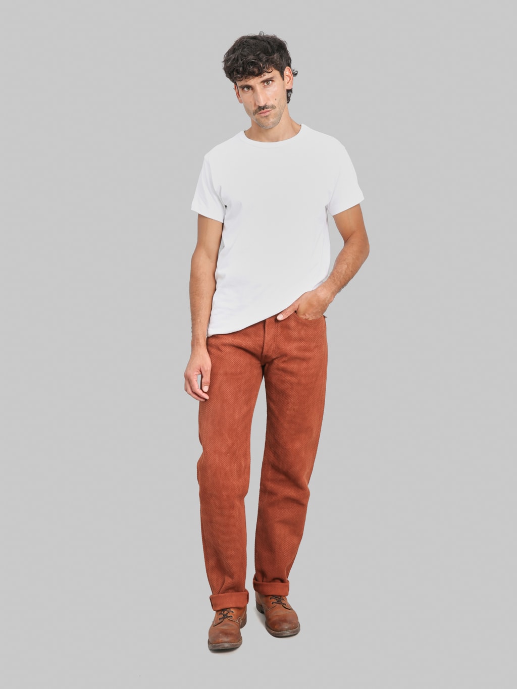 Studio D'Artisan 1914 17oz Amami Mud Dyed Sashiko Jeans Brown