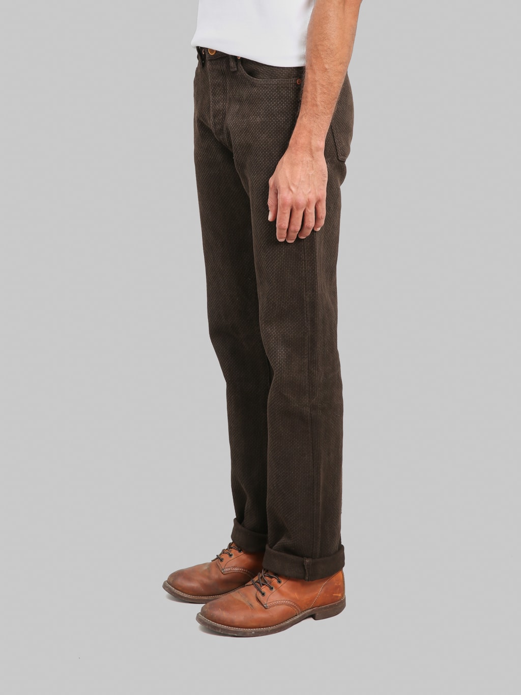 Studio D'Artisan 1914 17oz Amami Mud Dyed Sashiko Jeans Dark Brown