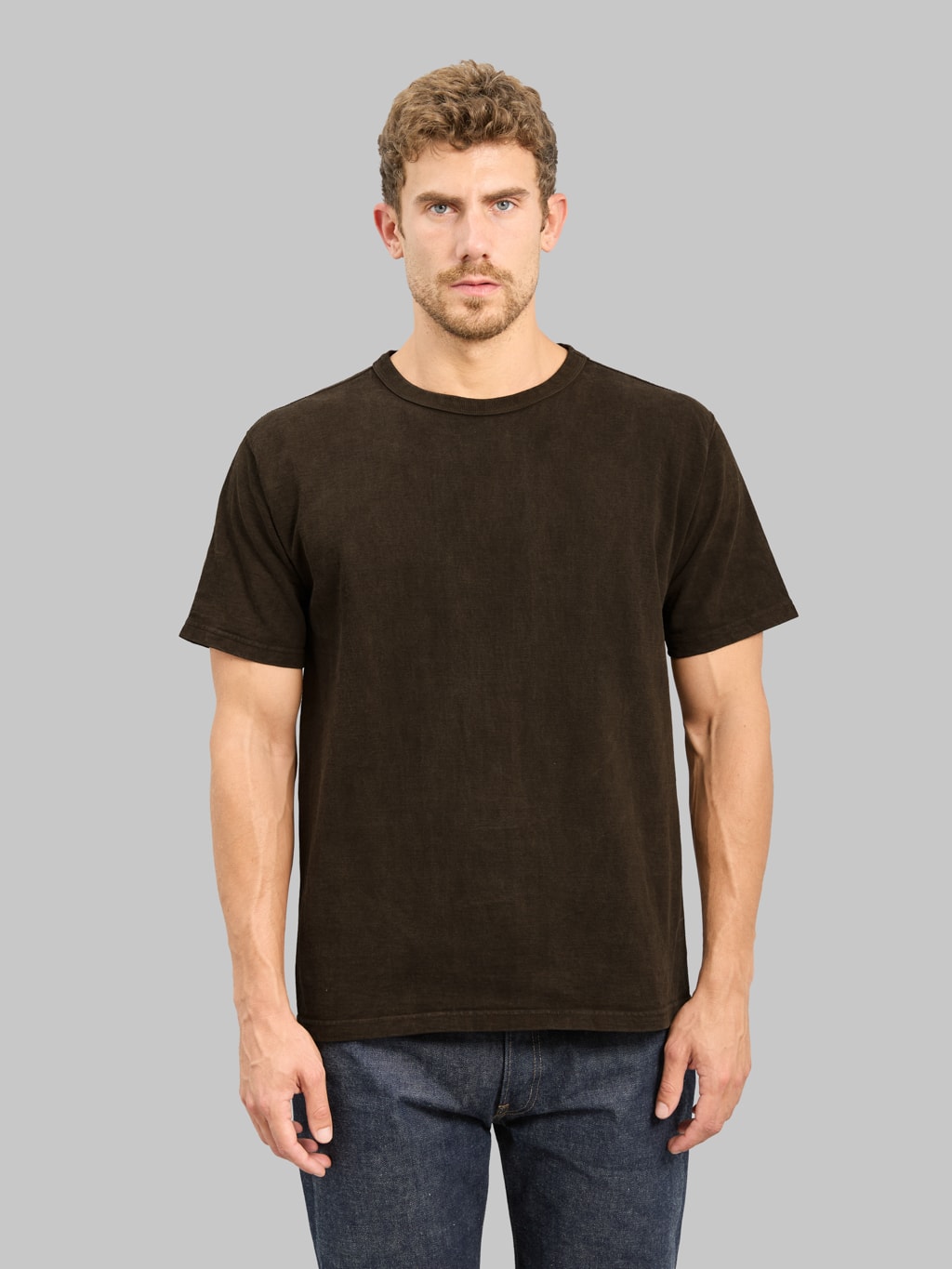 Studio D'Artisan 8198 "Amami Oshima Mud-Dyed" Loopwheeled T-Shirt Dark Brown
