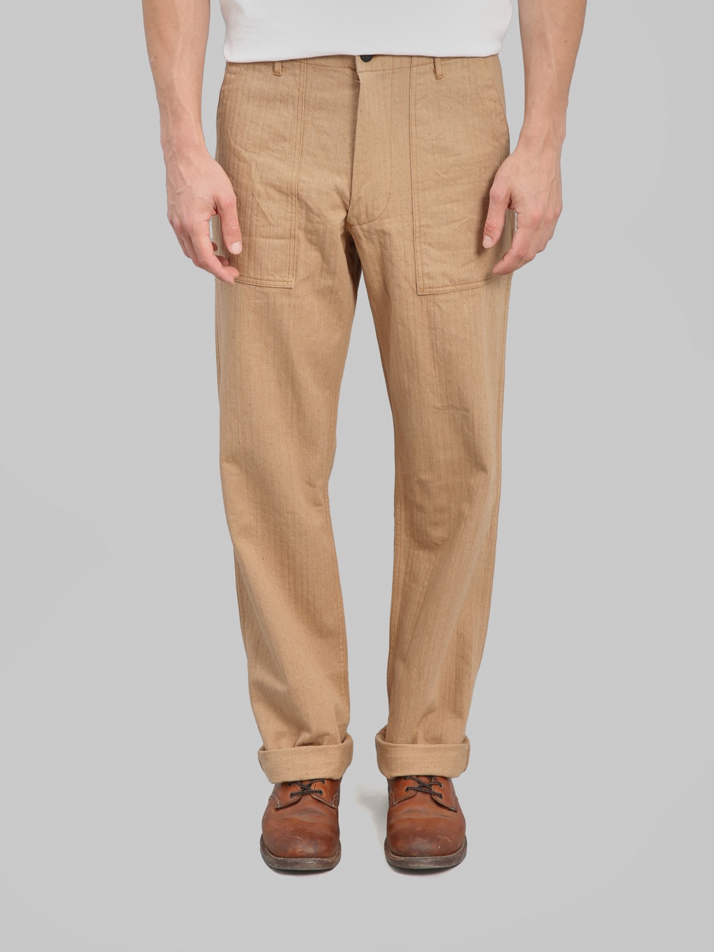 Studio DArtisan 1917 Fox Cotton Baker Pants Brown front fit