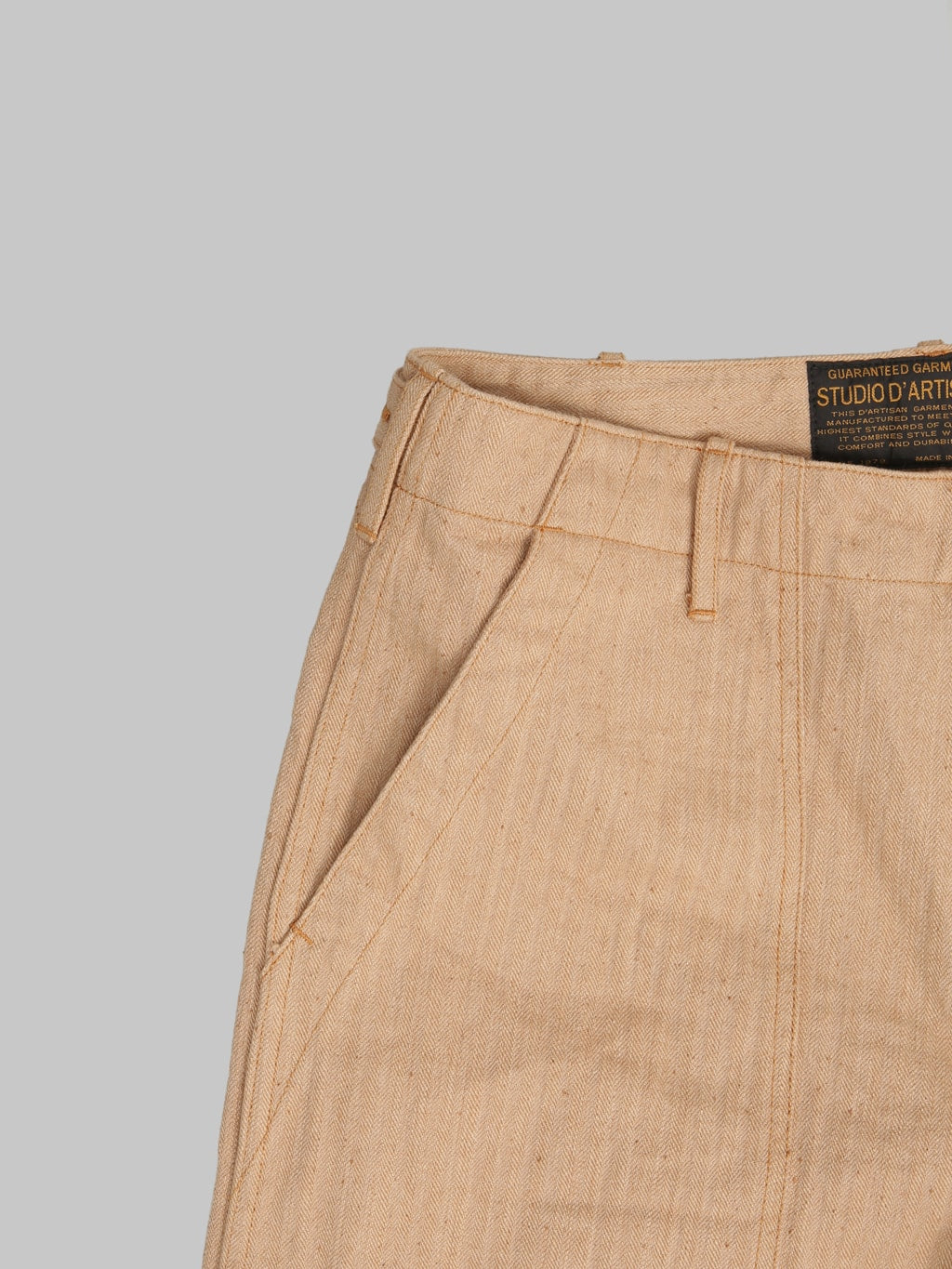 Studio DArtisan 1917 Fox Cotton Baker Pants Brown side pocket