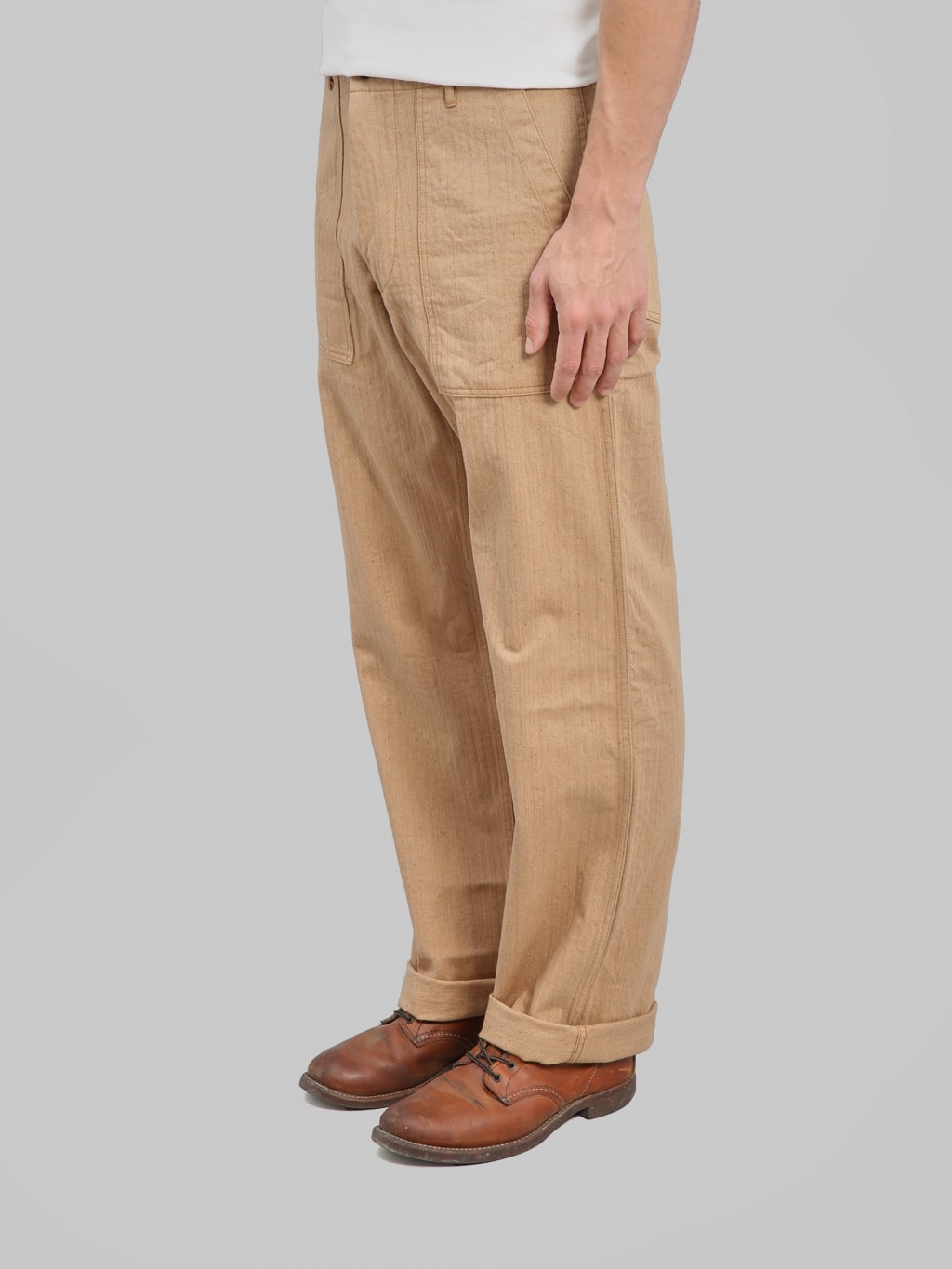 Studio DArtisan 1917 Fox Cotton Baker Pants Brown side fit