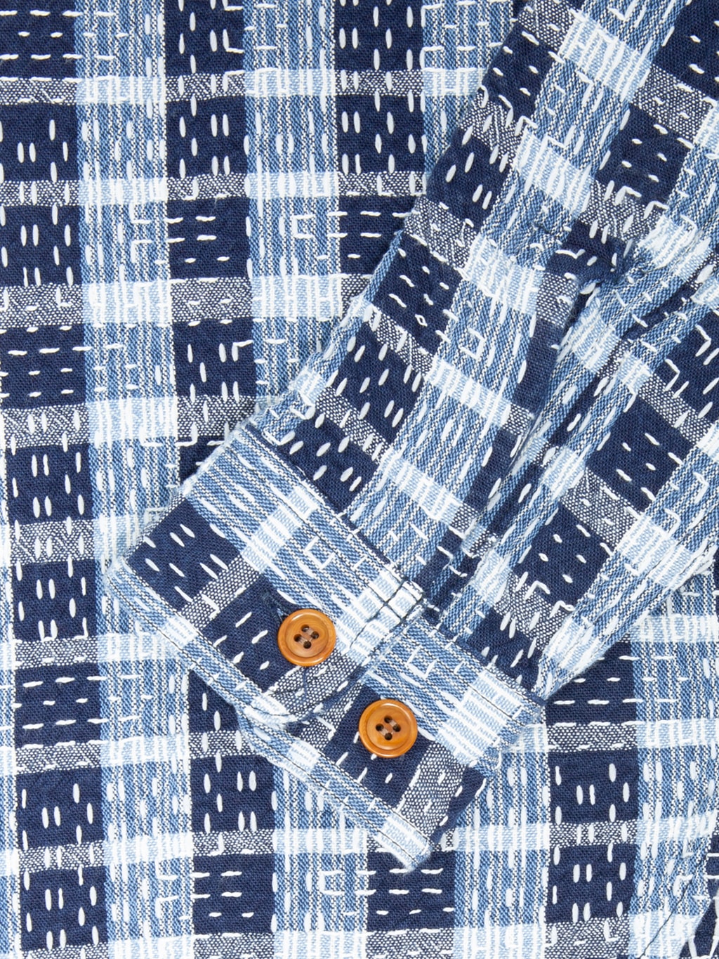 Studio D'Artisan 5737 Indigo Plaid Noragi Boro Sashiko Work Shirt