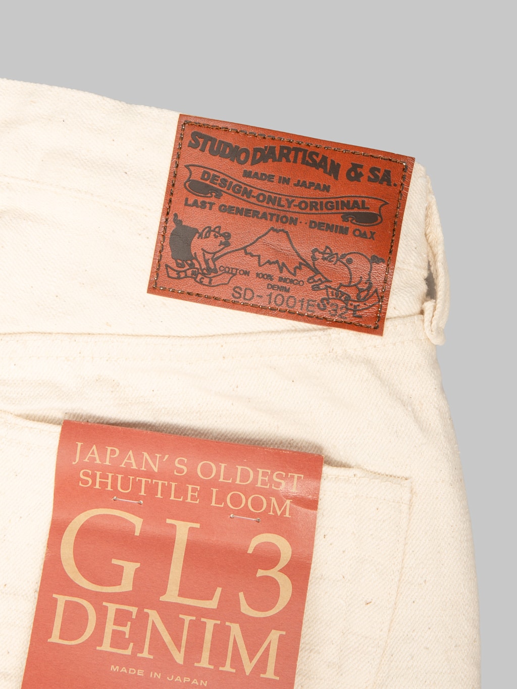 Studio D'Artisan SD-1001E 15oz "GL3 Ecru" Regular Straight Jeans Ecru