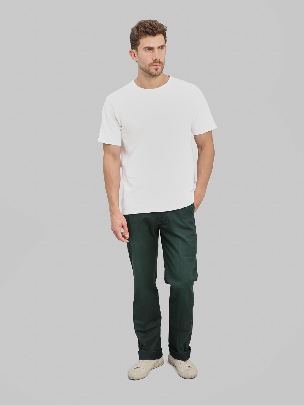 Studio D'Artisan 1923 Supima Cotton Chino Pants Indigo Green