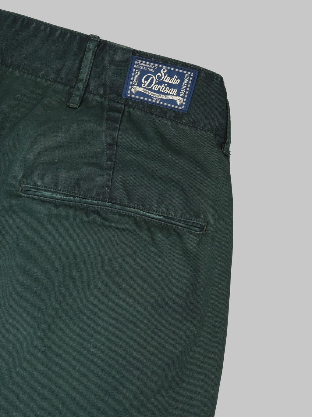 Studio DArtisan 1923 Supima Cotton Chino Pants Indigo Green brand tag