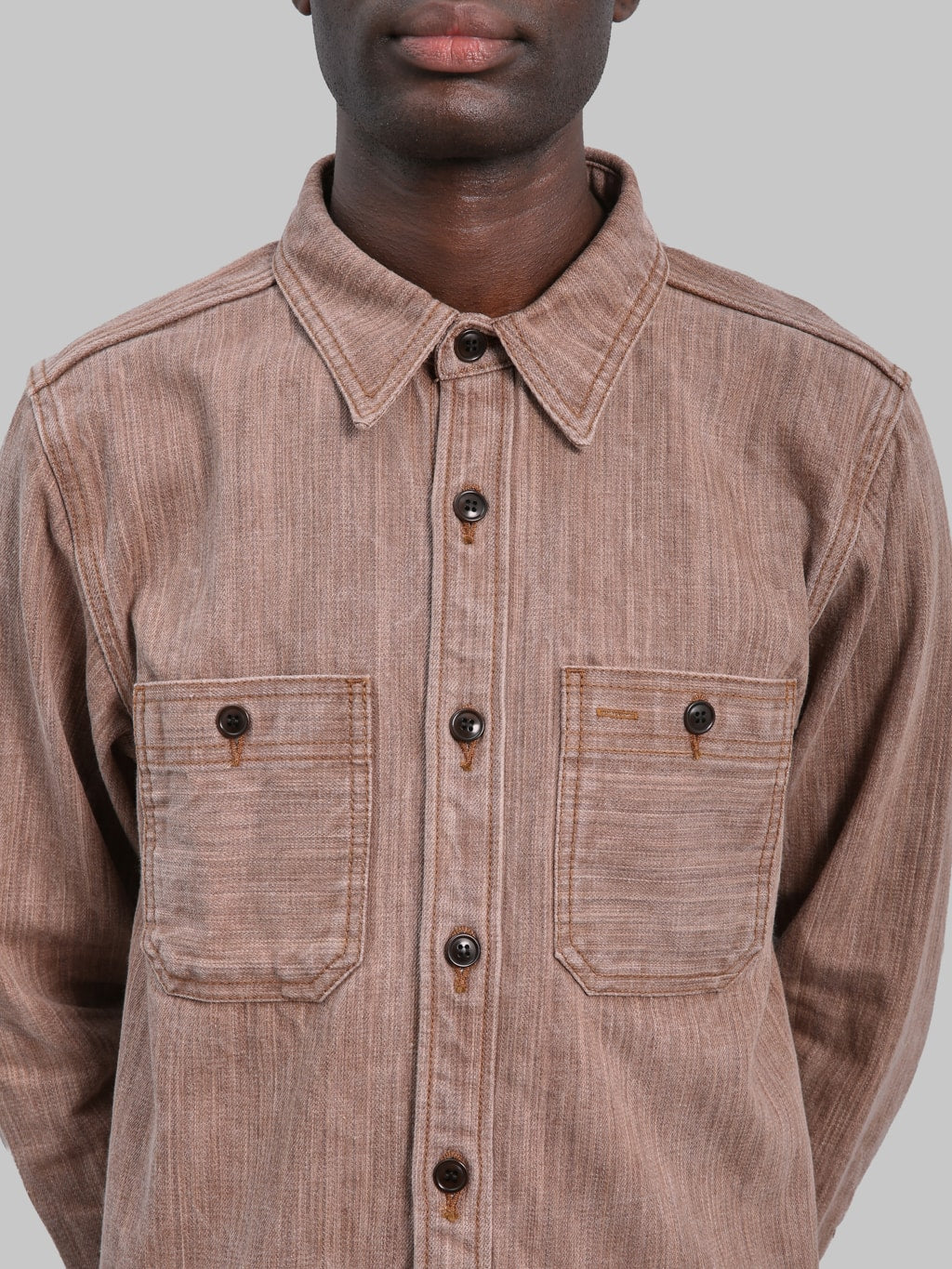 Studio DArtisan D5732 13oz Kakishibu Denim Shirt chest