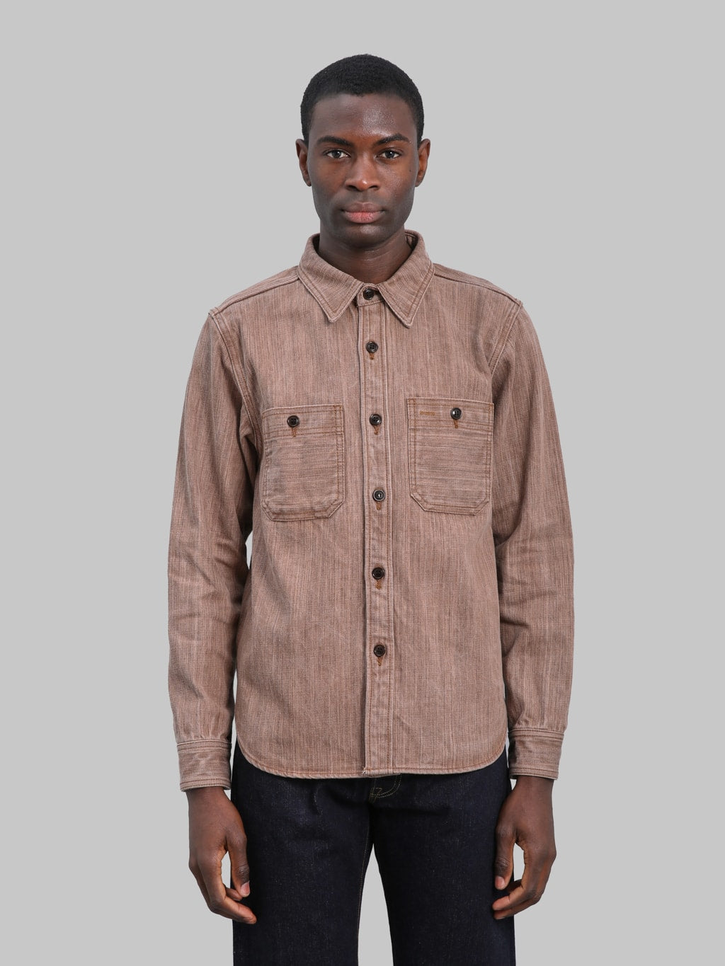 Studio DArtisan D5732 13oz Kakishibu Denim Shirt front look