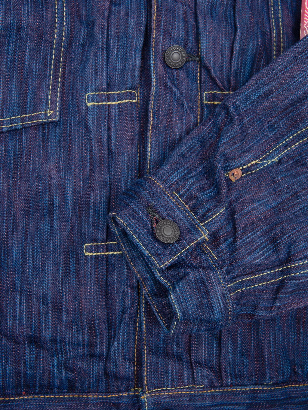 studio dartisan 15oz tokushima hinode awa shoai type 2 jacket closeup