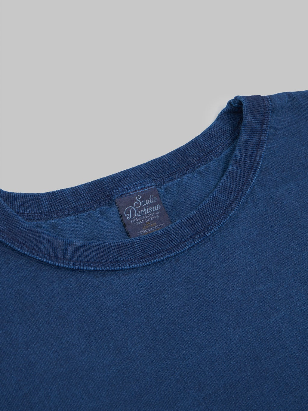 studio dartisan 8136b usa cotton tshirt light indigo interior tag