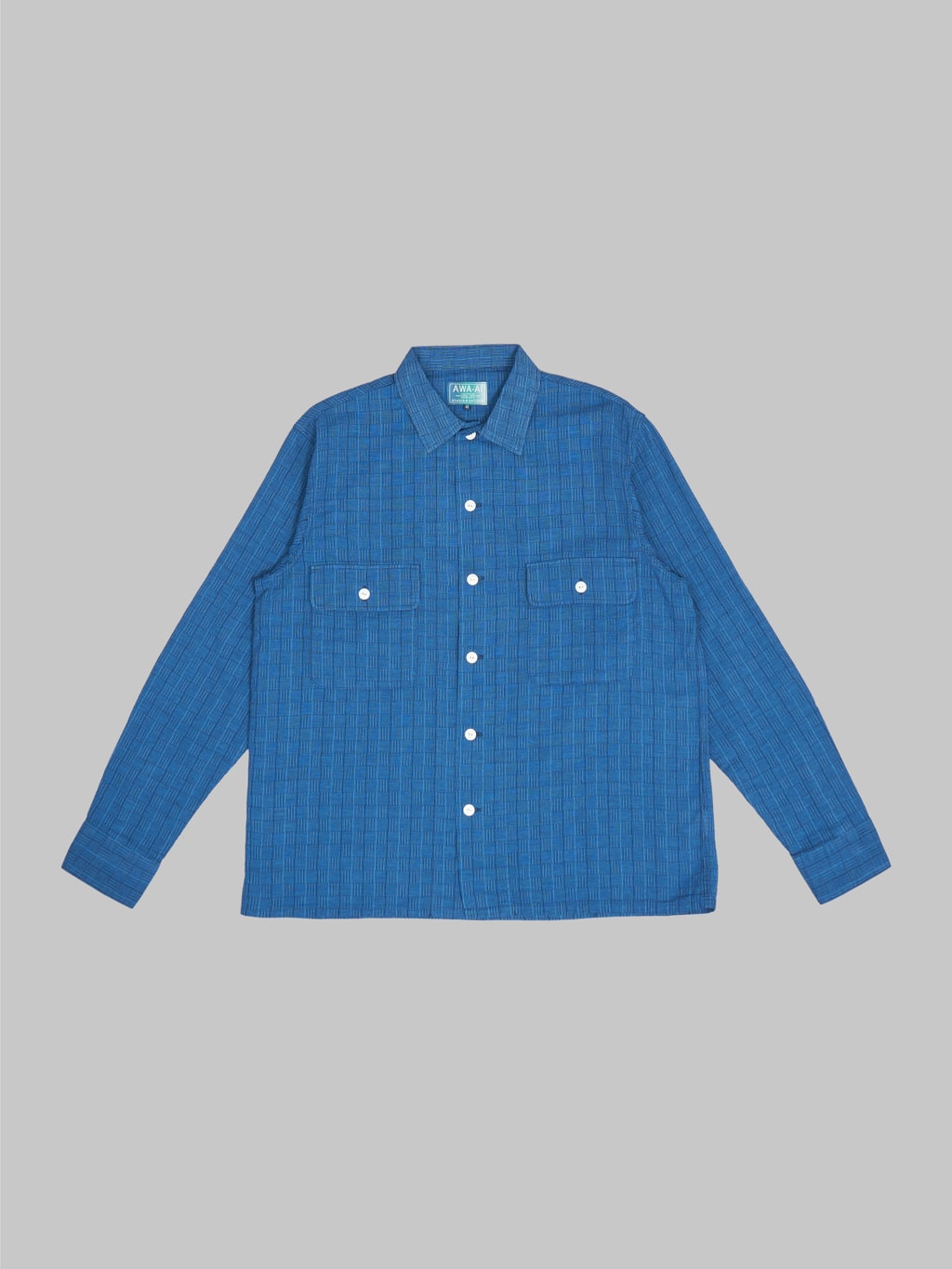 studio dartisan awa ai natural indigo plaid shirt front