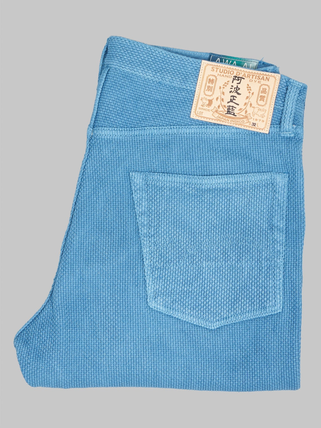studio dartisan awa ai natural indigo sashiko pants regular tapered fabric