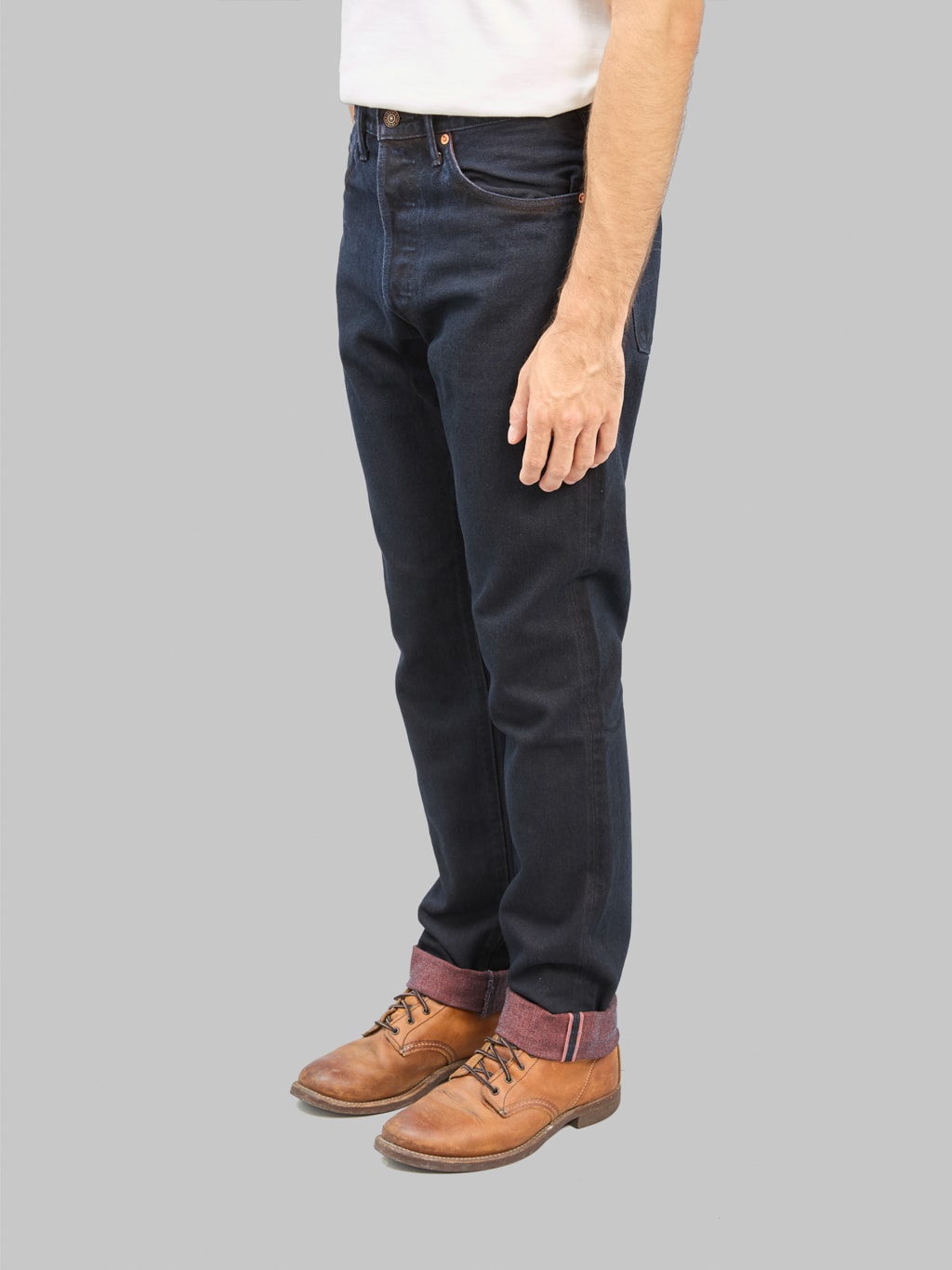 Studio DArtisan D1908 14oz Bengara Relax Tapered Jeans side fit