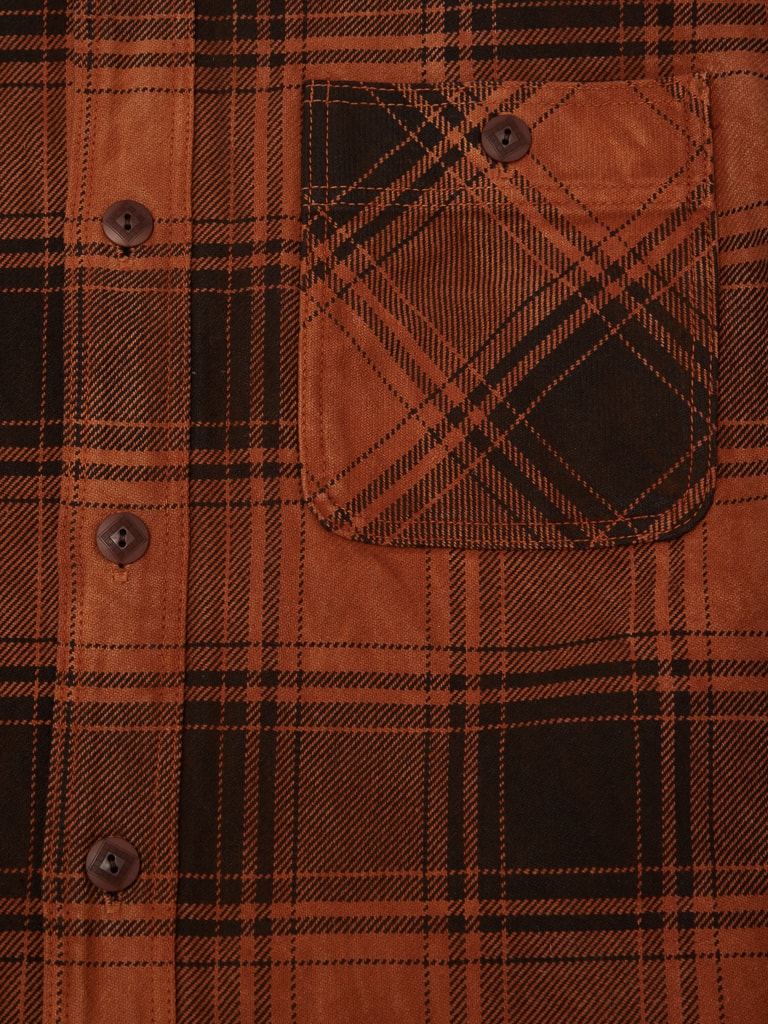 studio dartisan doro amami mud dyed flannel shirt brown front pocket