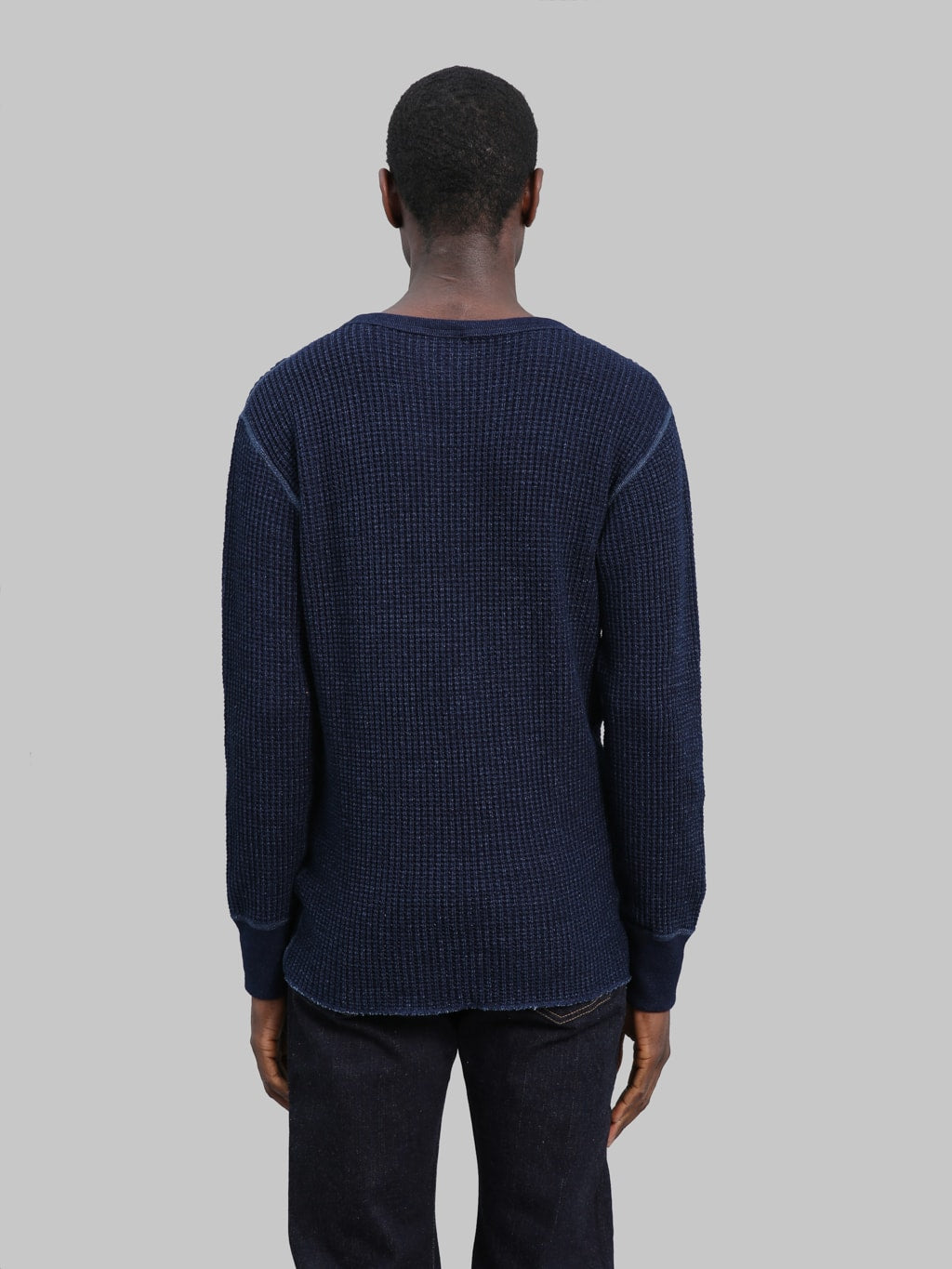 Studio DArtisan 8191 Indigo Dyed Heavy Thermal TShirt back look