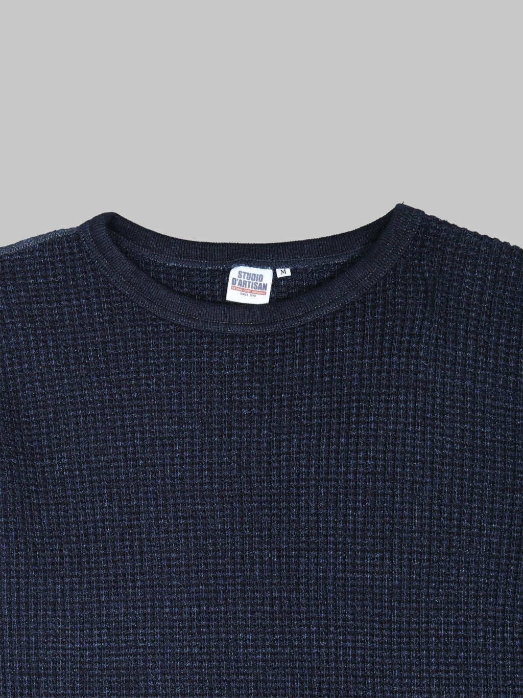 Studio DArtisan 8191 Indigo Dyed Heavy Thermal TShirt collar