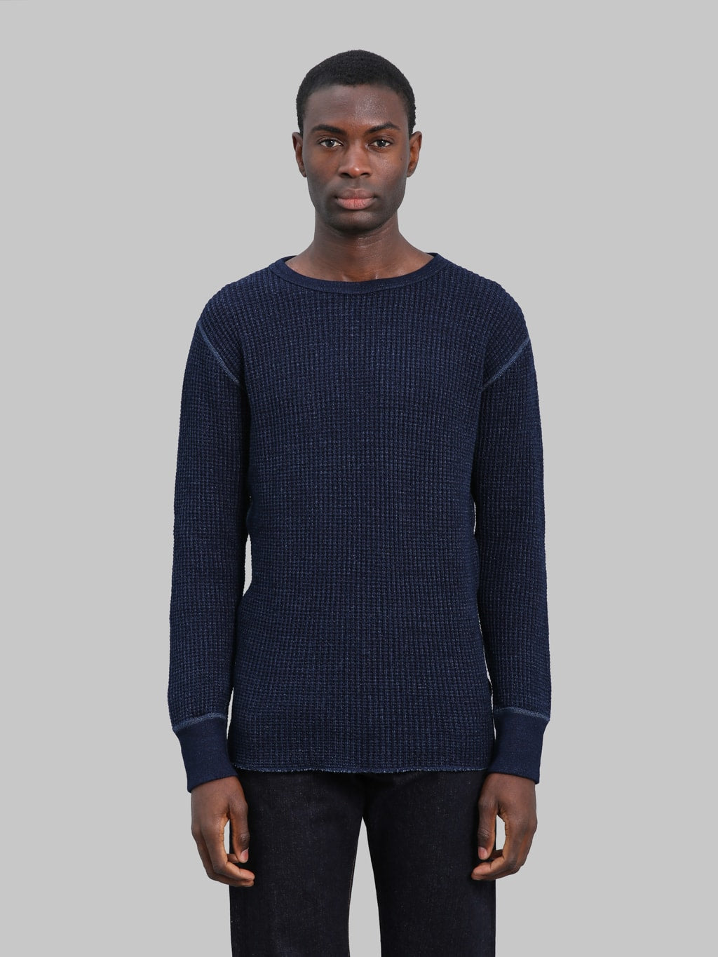 Studio DArtisan 8191 Indigo Dyed Heavy Thermal TShirt front look