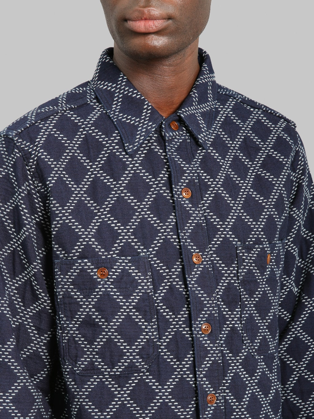 Studio D'Artisan 5728 Indigo Sashiko Dobby Shirt