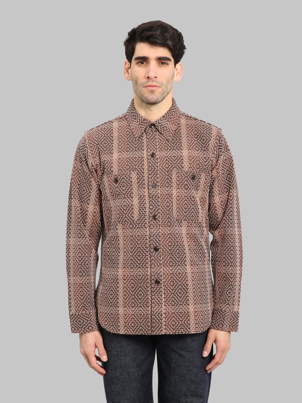 Studio D'Artisan Kakishibu Noragi Sashiko Shirt | Made in Japan
