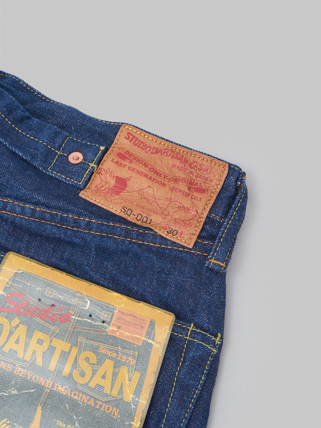 studio dartisan sd d01 the origin selvedge jeans regular straight leather patch