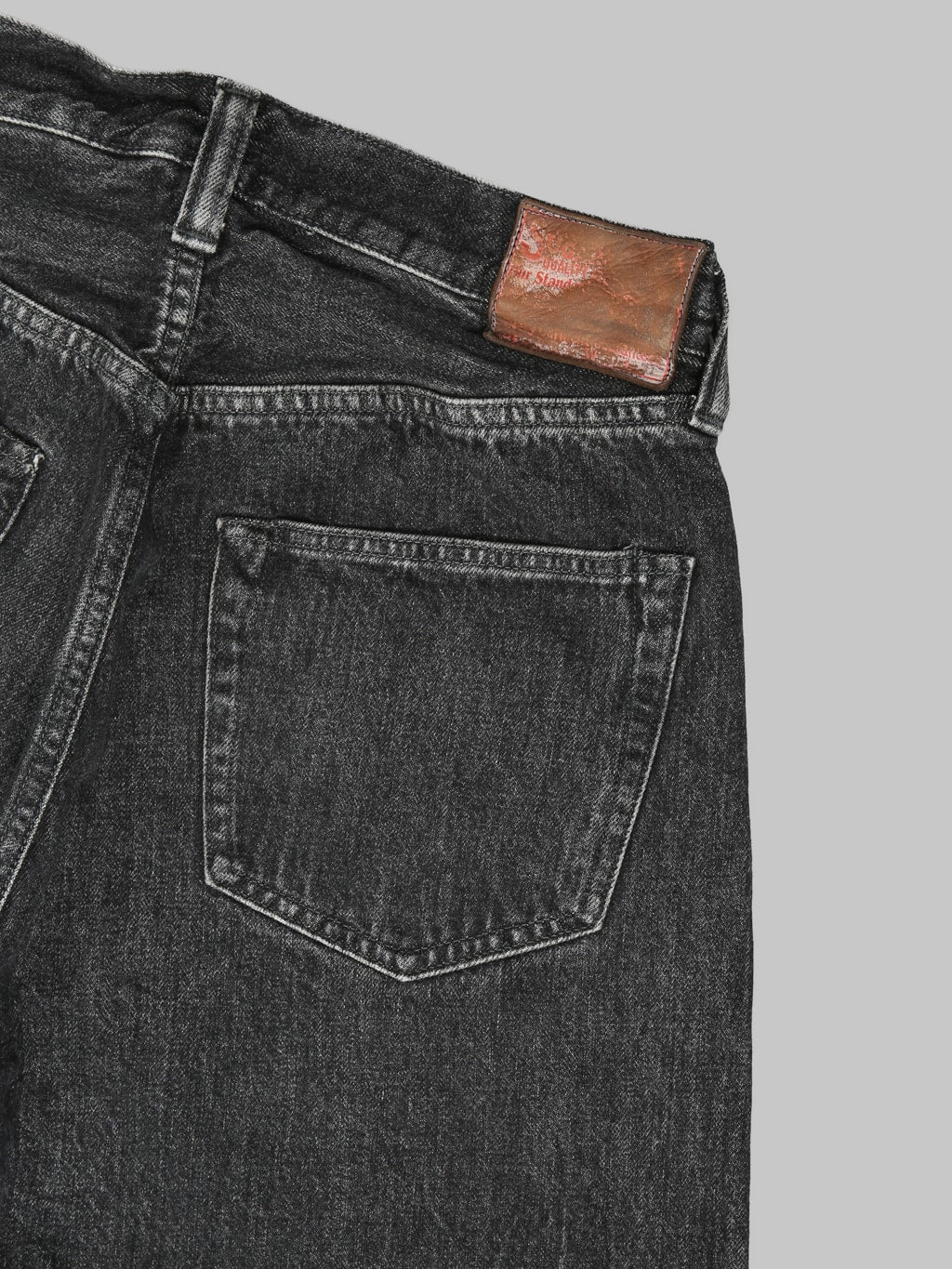 Sugar Cane 1947 Model Hard Wash  Straight Black Jeans back pocket
