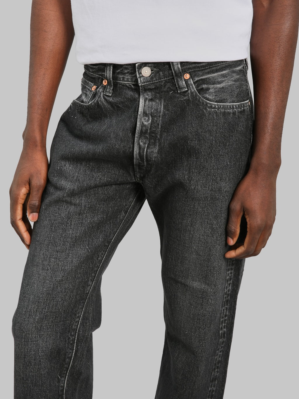 Sugar Cane 1947 Model Hard Wash  Straight Black Jeans iseam