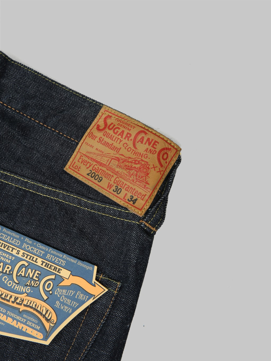 sugar cane 1947 type 2 12oz slim straight selvedge leather patch