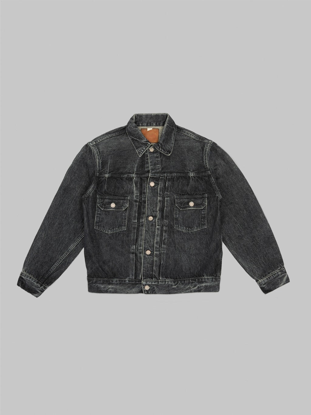 sugar cane 1953 type 2 black denim jacket aged model front