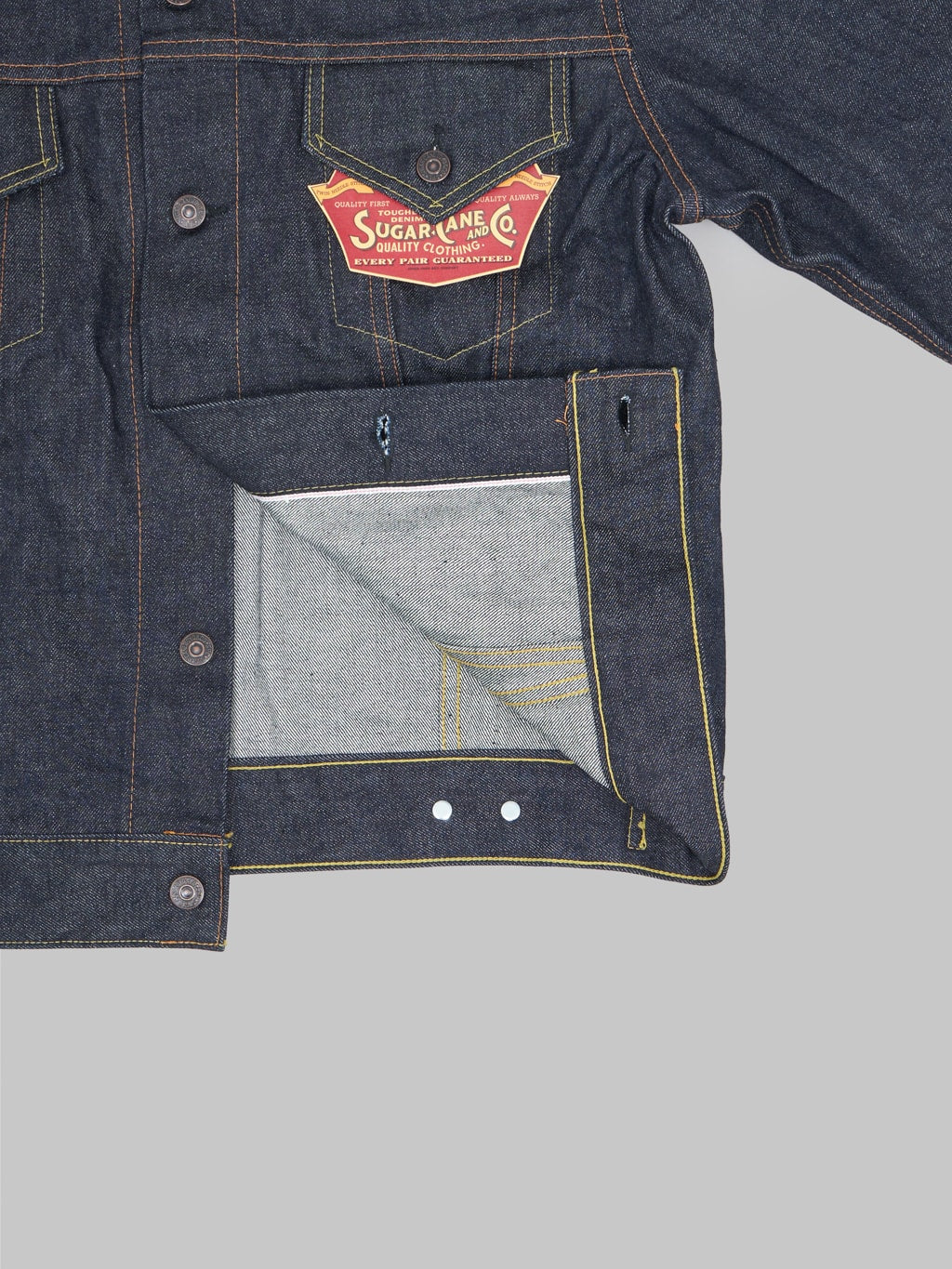 sugar cane 1962 type 3 denim jacket interior fabric