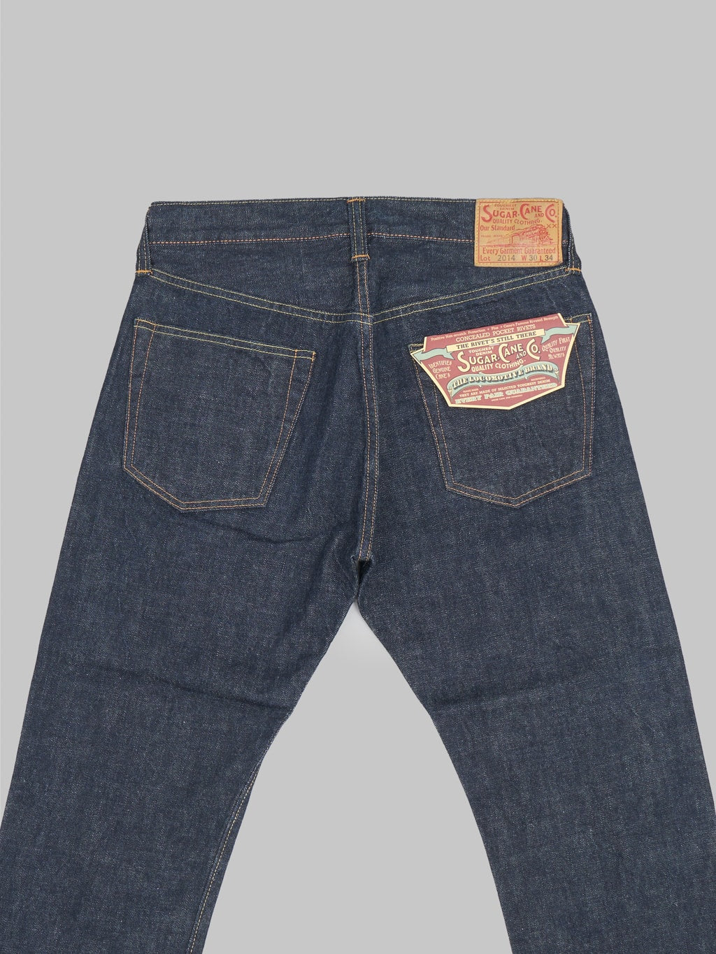 sugar cane 2014 slim tapered selvedge denim jeans back details