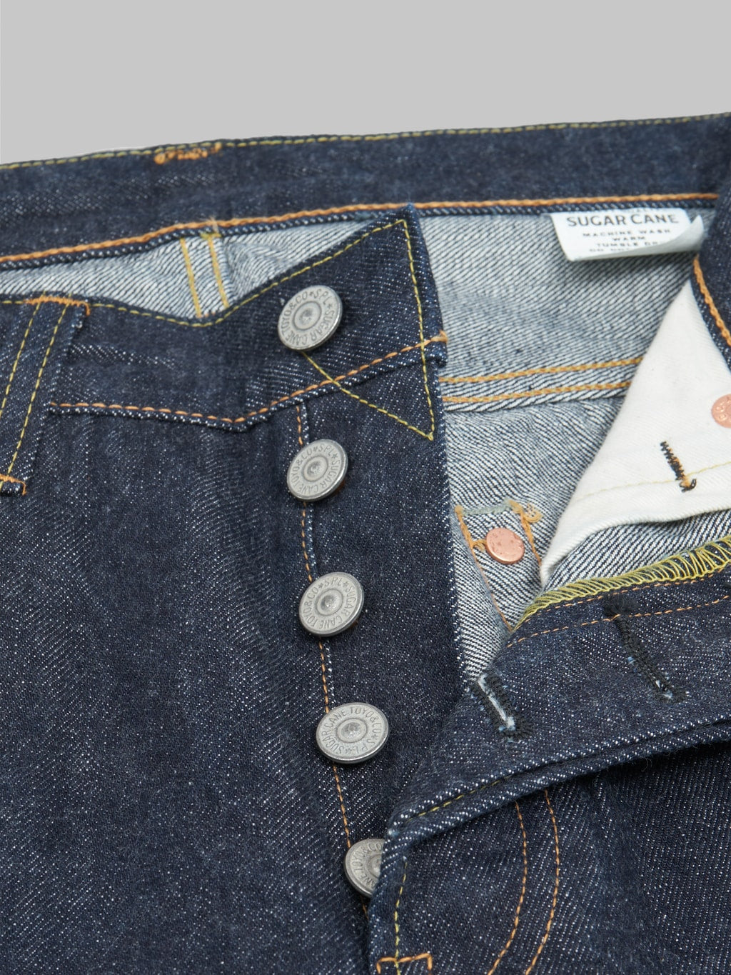 sugar cane 2014 slim tapered selvedge denim jeans buttons