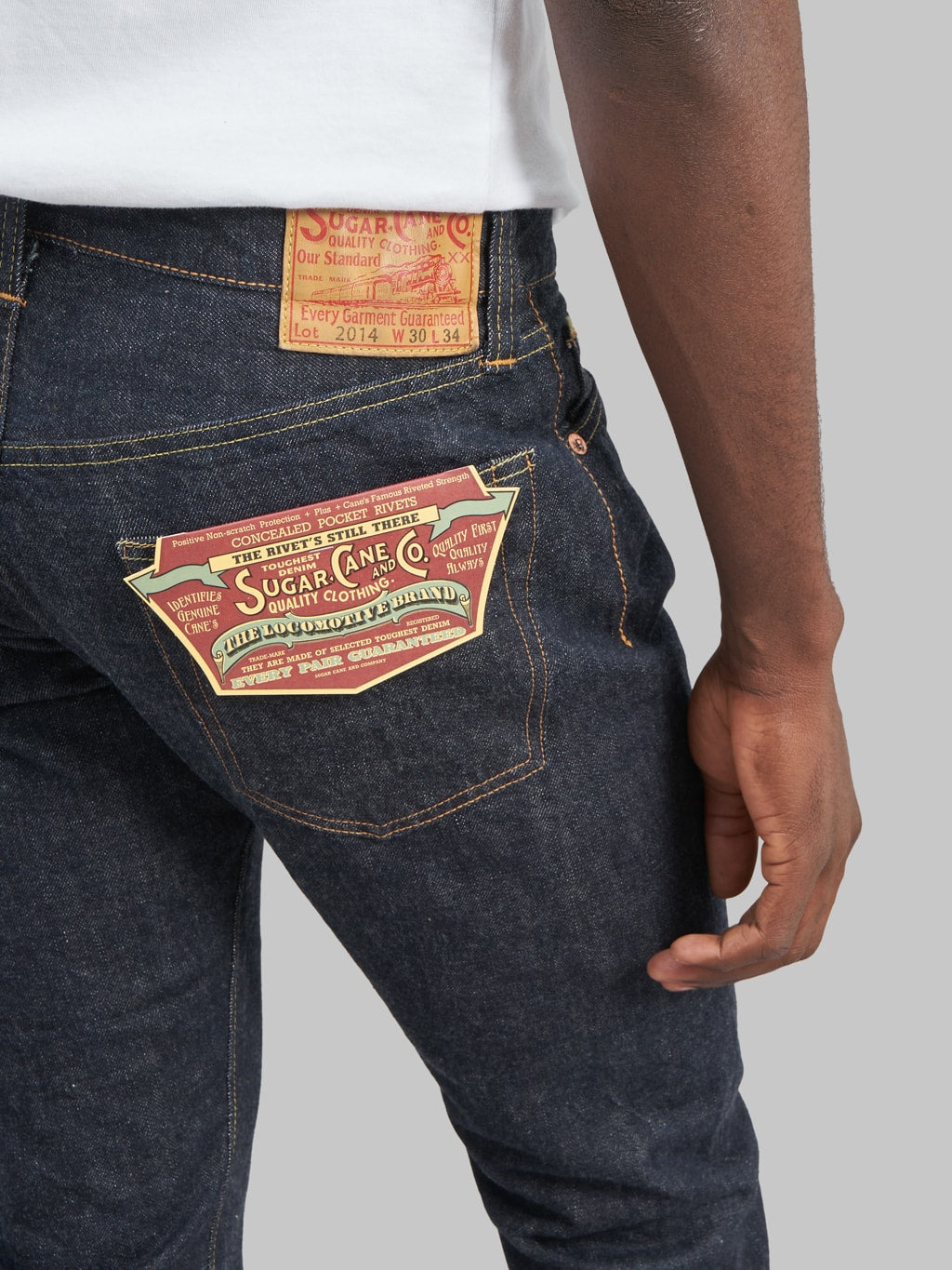 sugar cane 2014 slim tapered selvedge denim jeans back pocket