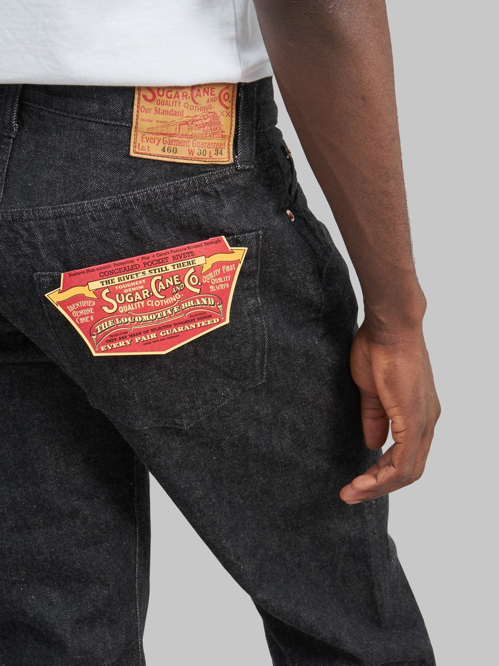 sugar cane 460 1947 model black selvedge denim back pocket