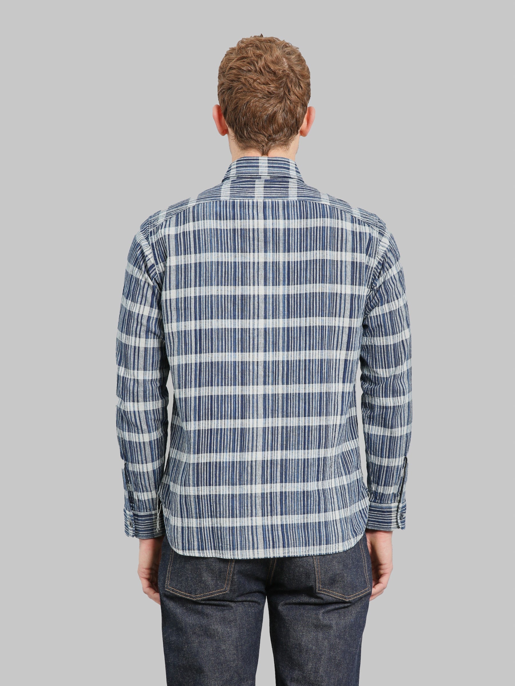Sugar Cane Fiction Romance 5oz Indigo Check Work Shirt