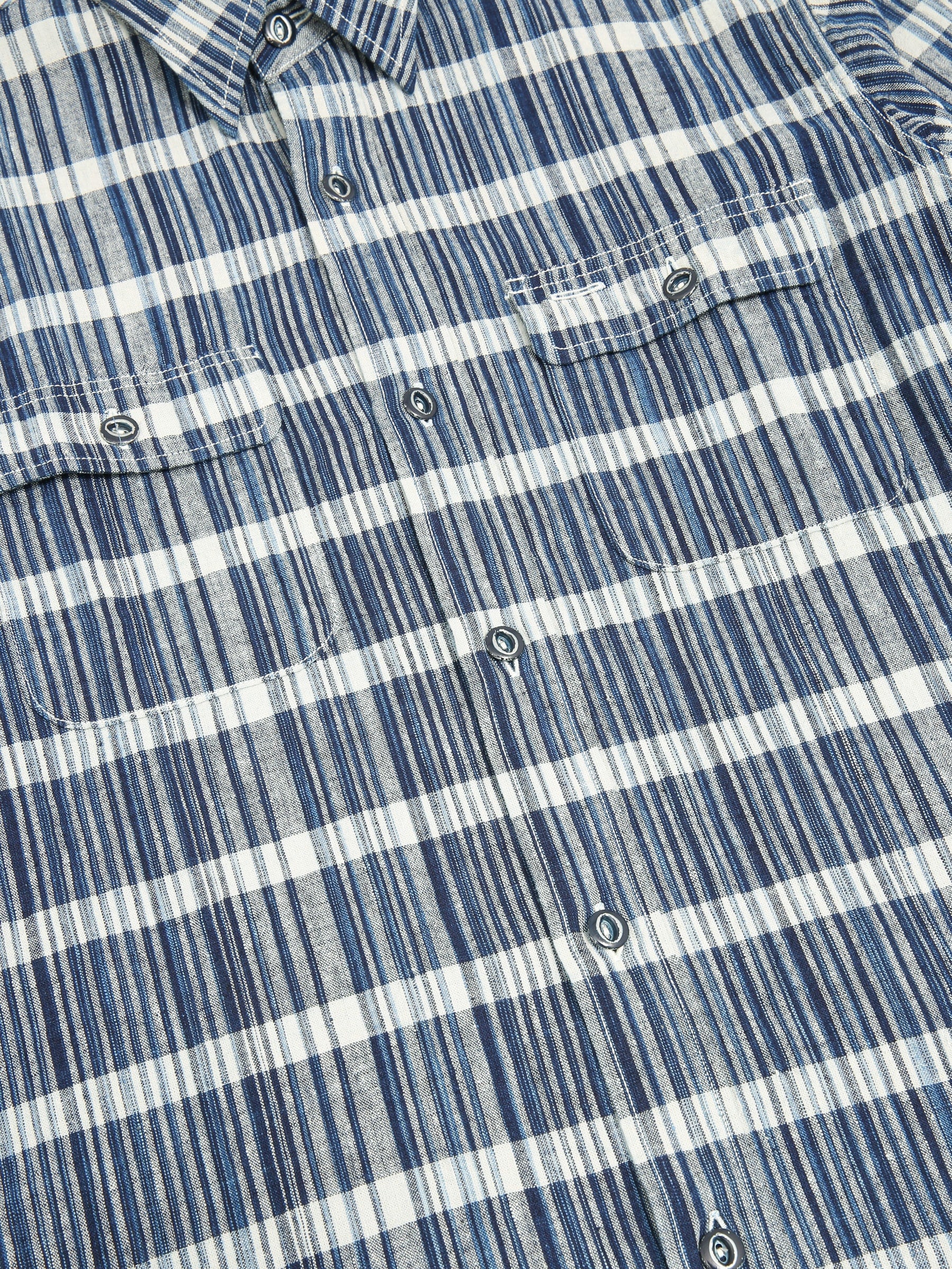Sugar Cane Fiction Romance 5oz Indigo Check Work Shirt
