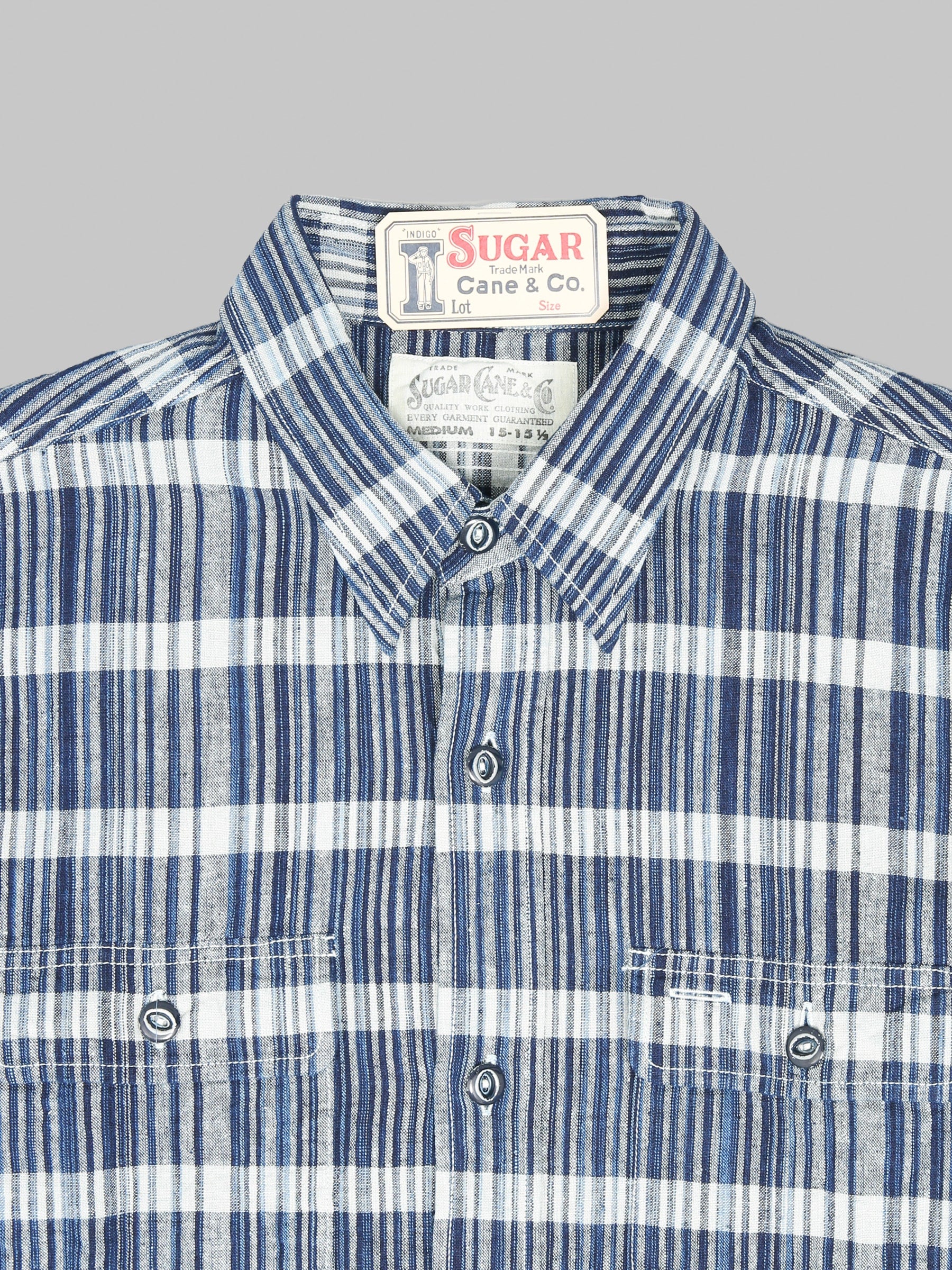 Sugar Cane Fiction Romance 5oz Indigo Check Work Shirt