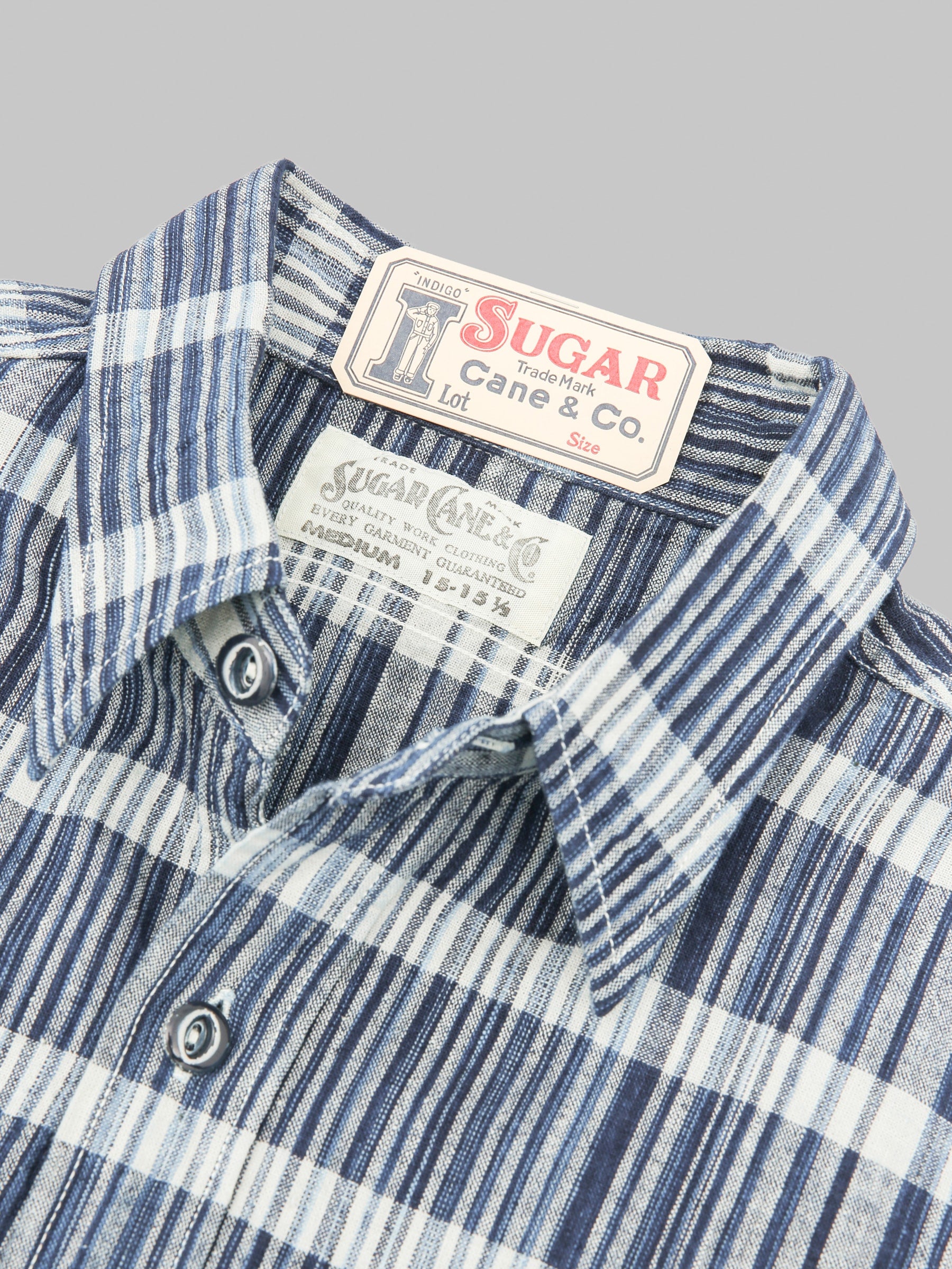 Sugar Cane Fiction Romance 5oz Indigo Check Work Shirt