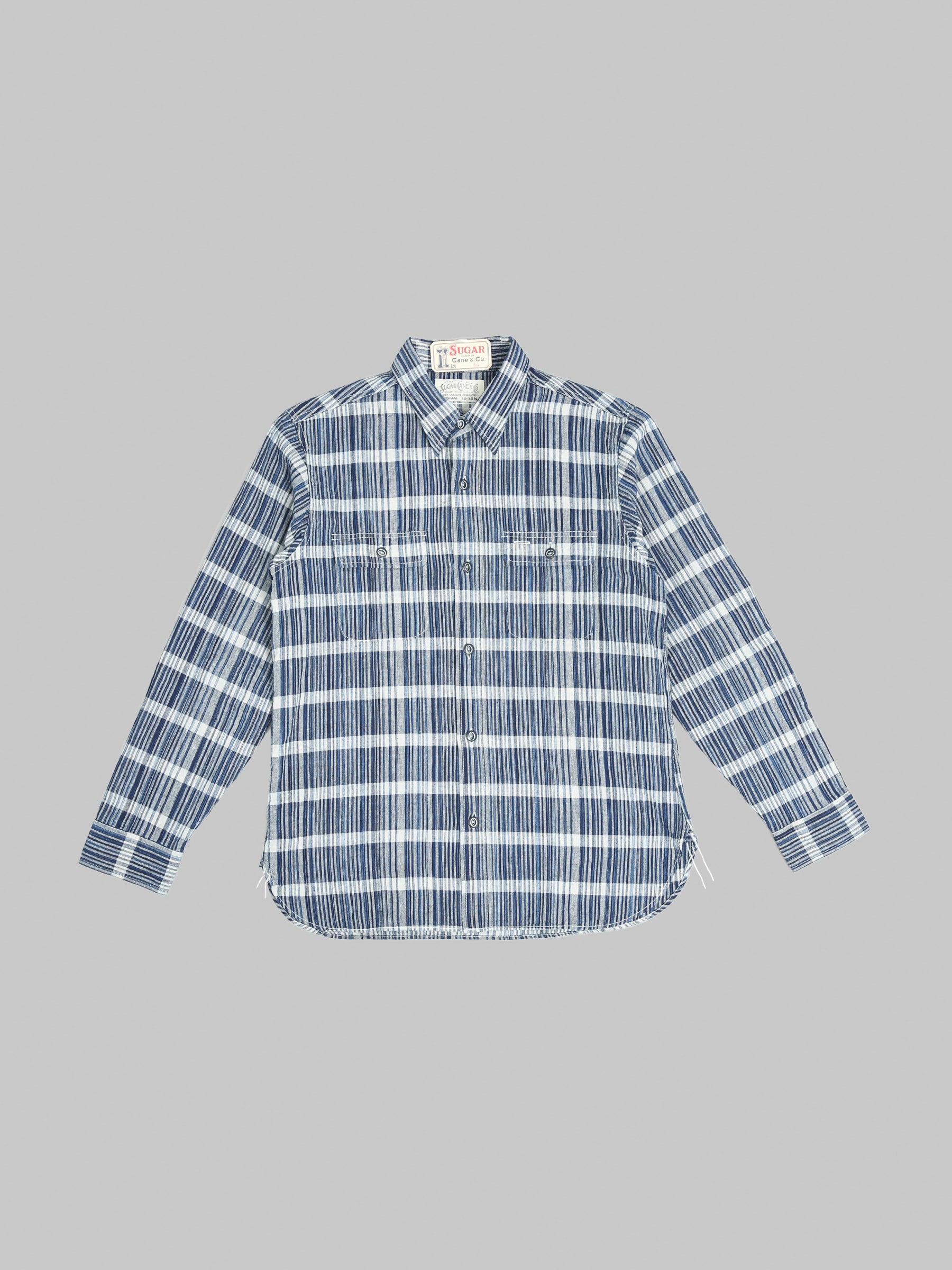 Sugar Cane Fiction Romance 5oz Indigo Check Work Shirt