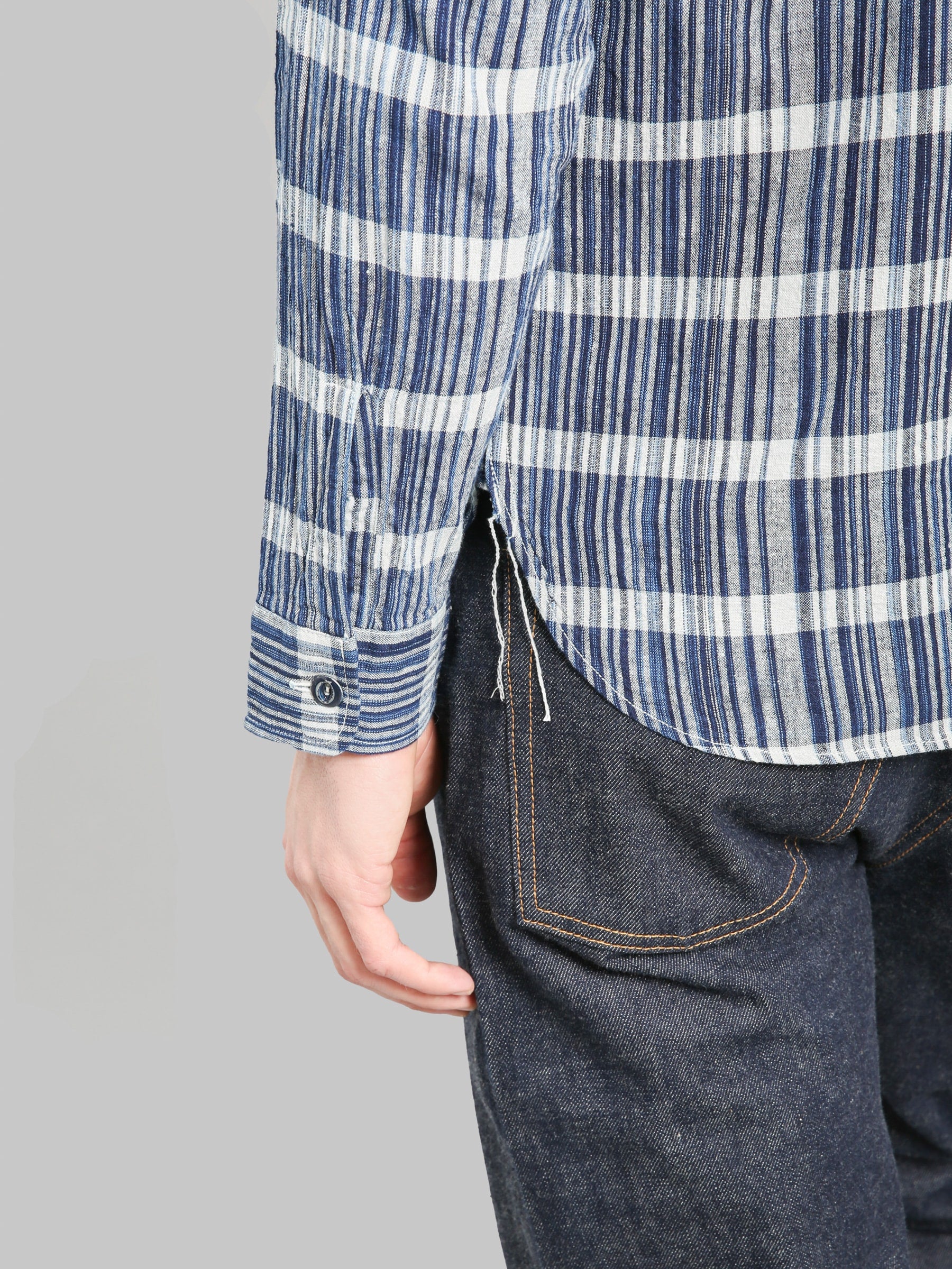 Sugar Cane Fiction Romance 5oz Indigo Check Work Shirt