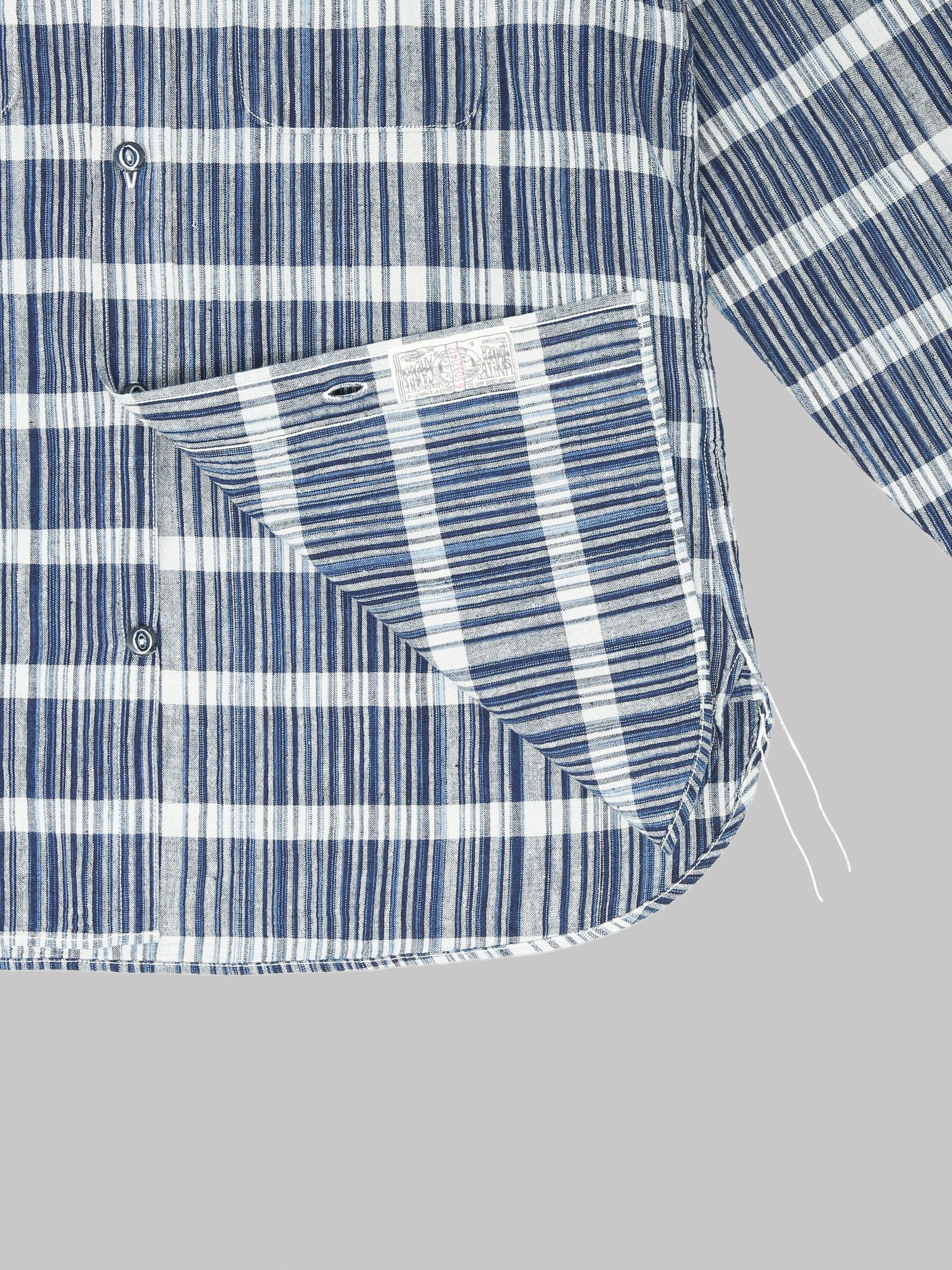 Sugar Cane Fiction Romance 5oz Indigo Check Work Shirt