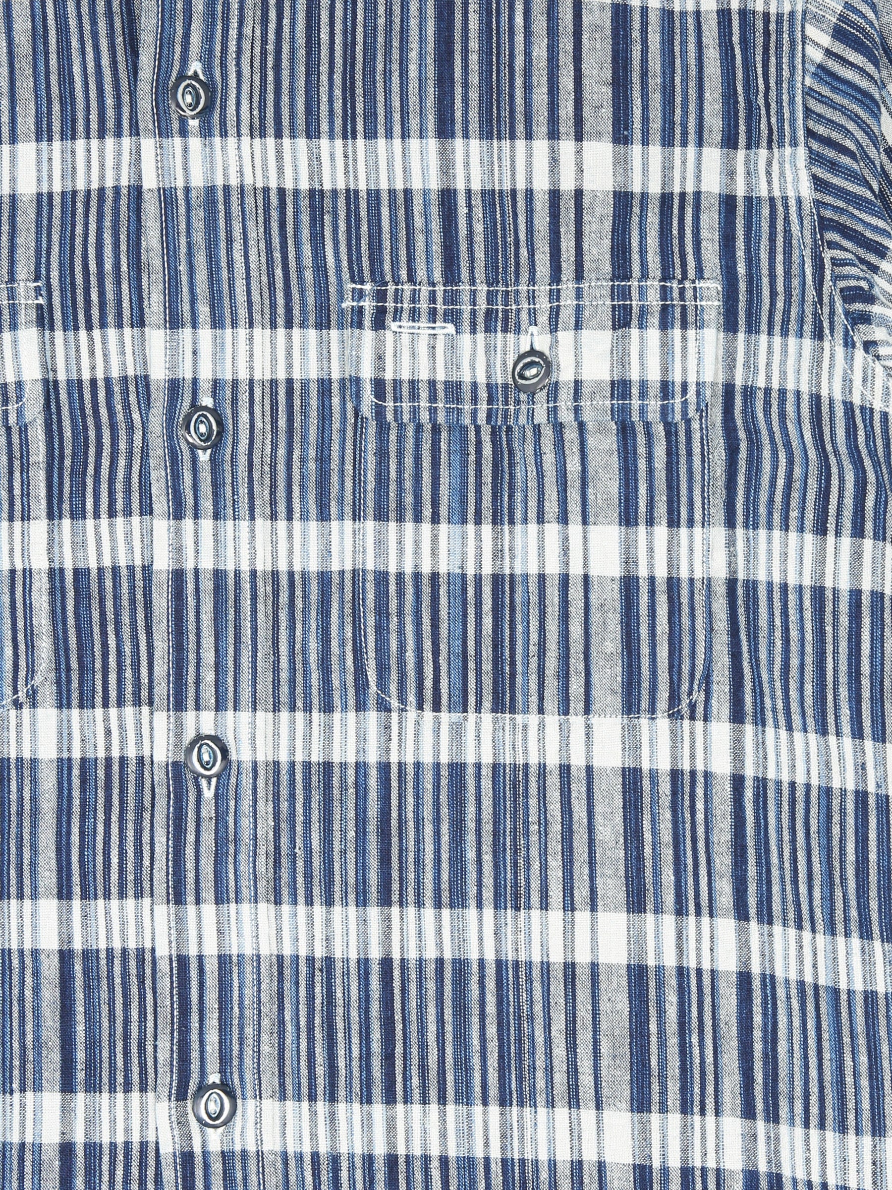 Sugar Cane Fiction Romance 5oz Indigo Check Work Shirt