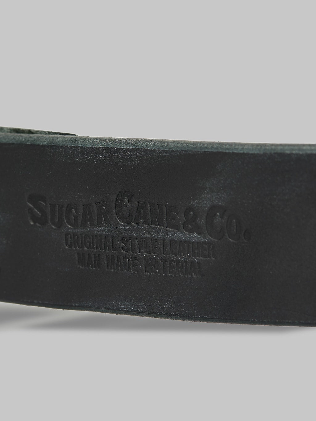 Sugar Cane leather garrison belt black interior logo stamped