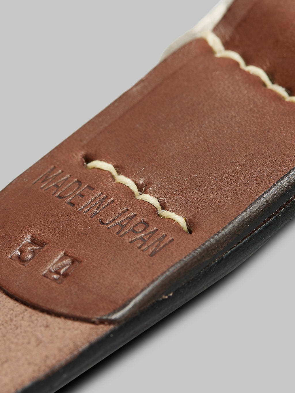 Sugar Cane leather garrison belt brown white thread stitching