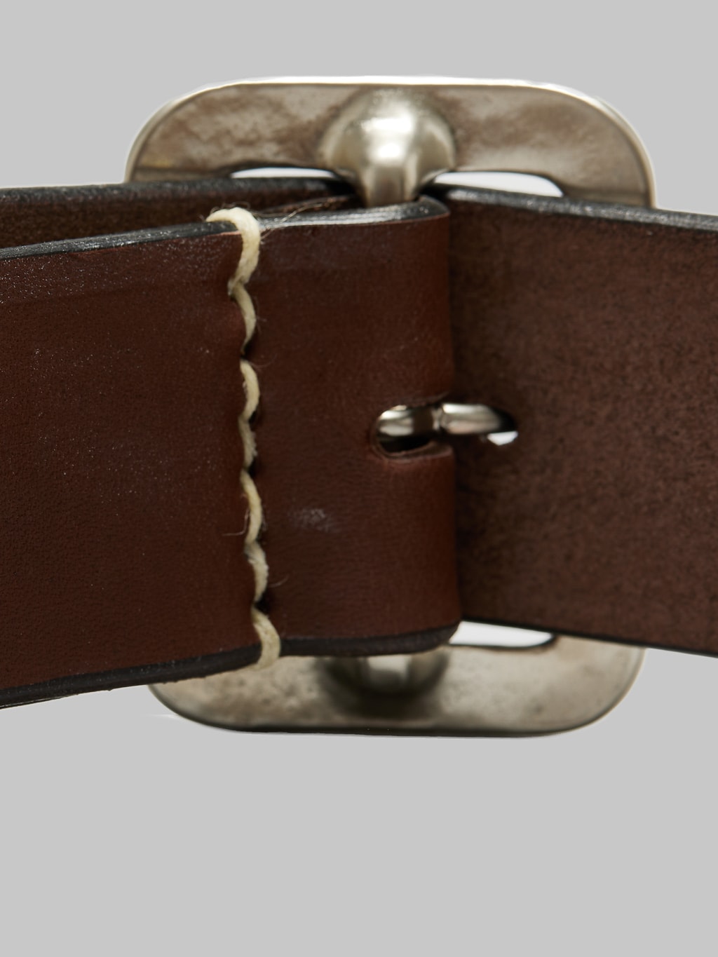 Sugar Cane leather garrison belt brown stitching detail