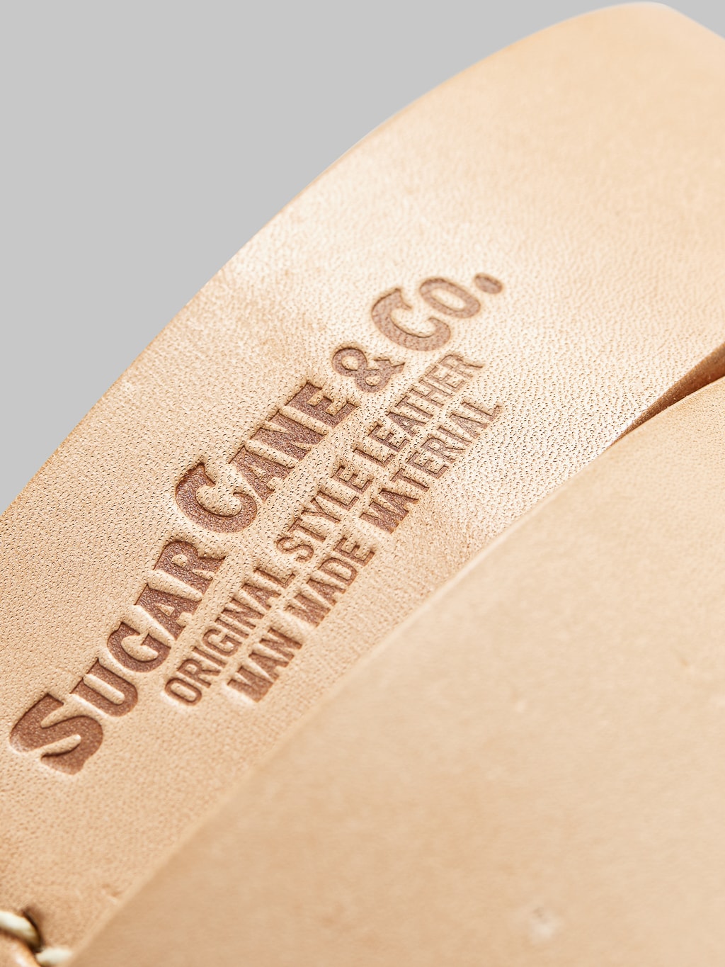 Sugar Cane leather garrison belt tan stamped logo