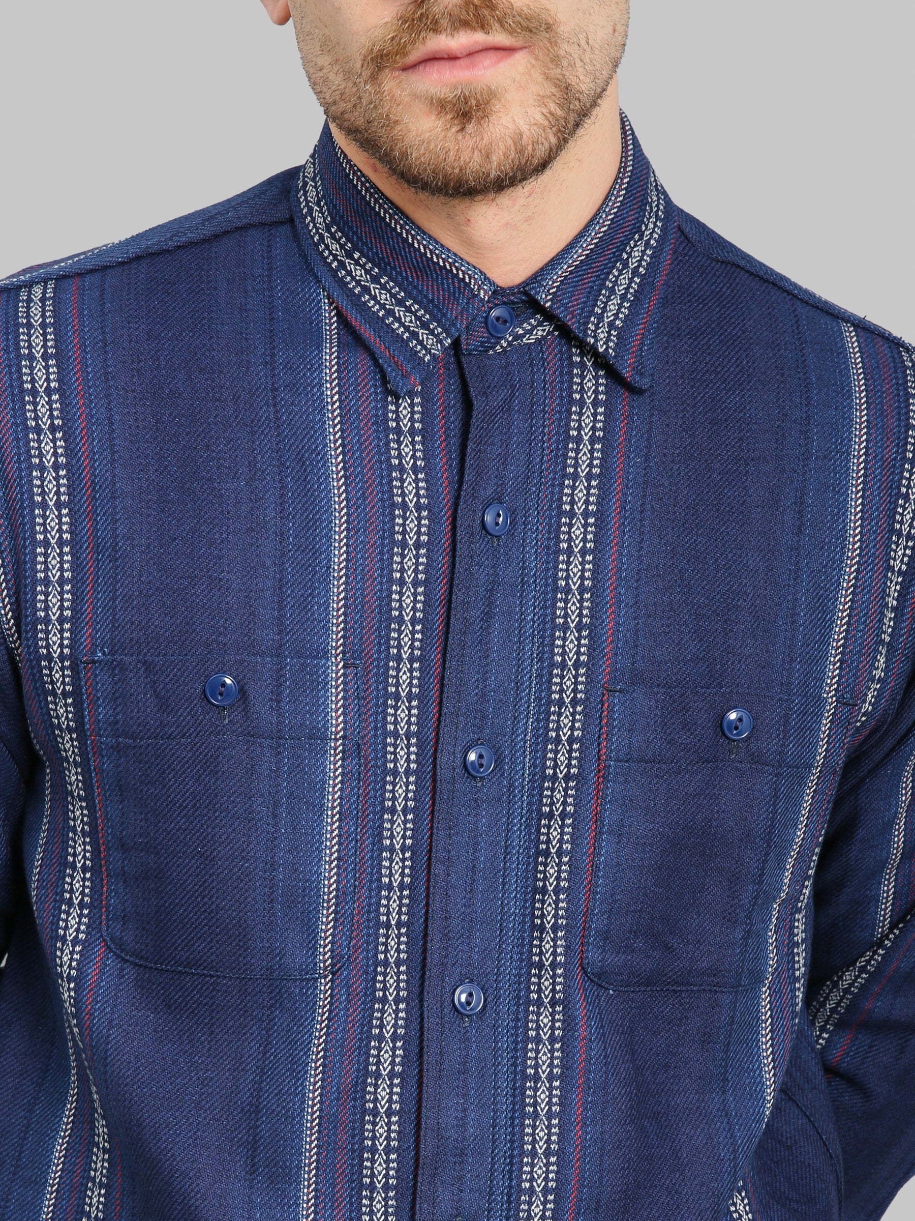 Sugar Cane Native American Indigo Dobby Work Shirt
